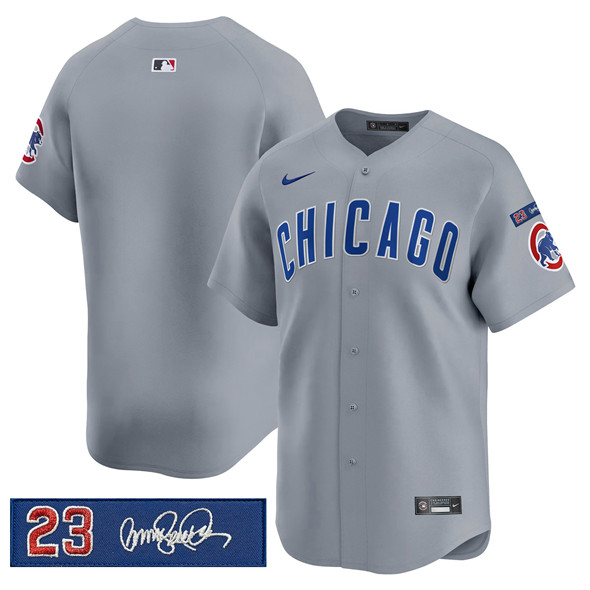 Men's Chicago Cubs Blank Gray 'Ryne Sandberg Tribute' Vapor Limited V3 Stitched Baseball Jersey