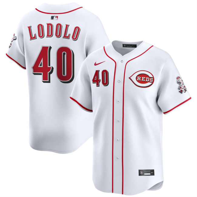 Men's Cincinnati Reds #40 Nick Lodolo White Home Limited Stitched Baseball Jersey