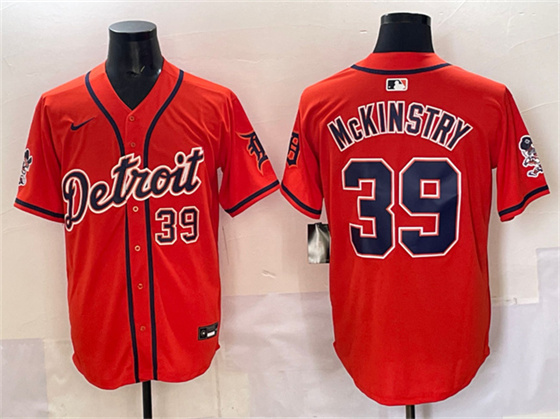 Men's Detroit Tigers #39 Zach McKinstry Orange With Patch Vapor Premier Limited Stitched Baseball Jersey