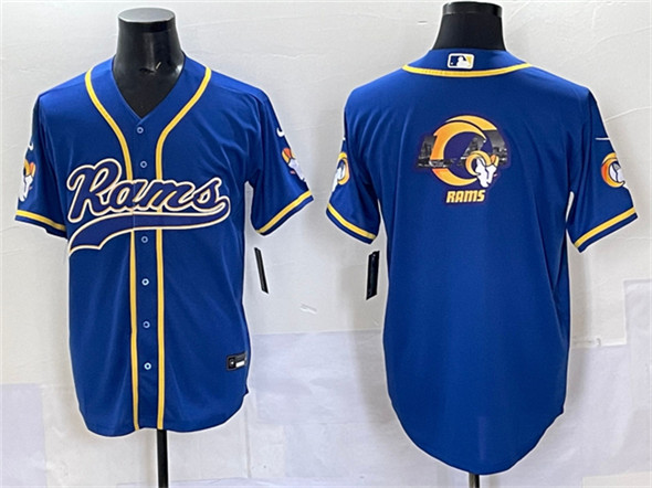 Men's Los Angeles Rams Team Logo Royal Cool Base Stitched Baseball Jersey