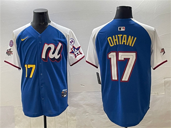 Men's National League #17 Shohei Ohtani Blue Alternate 2025 All-Star With Patch Edition Limited Stitched Baseball Jersey