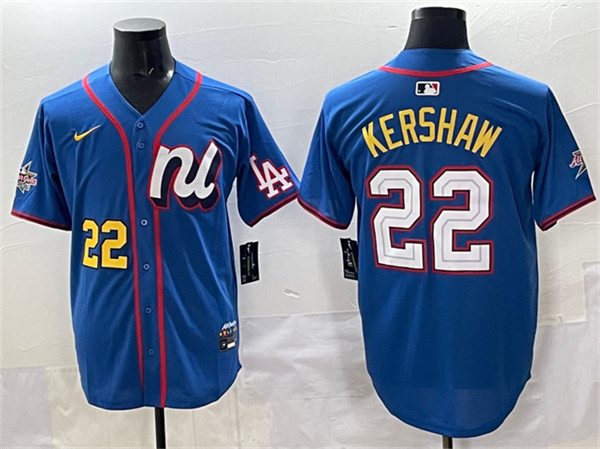 Men's National League #22 Clayton Kershaw Blue 2025 All-Star Edition Limited Stitched Baseball Jersey