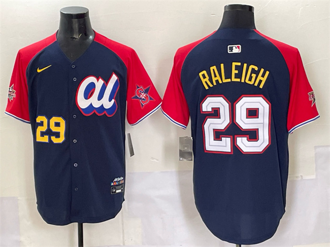 Men's American League #29 Cal Raleigh Navy Red Alternate 2025 All-Star Edition Limited Stitched Baseball Jersey