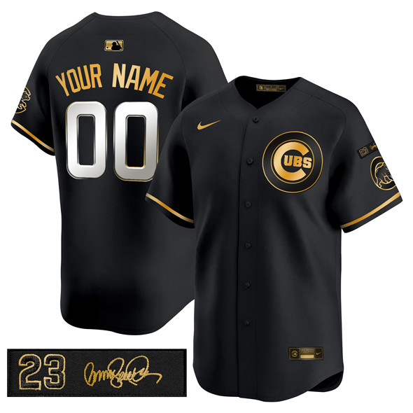 Men’s Chicago Cubs Active Player Custom Black Gold 'Ryne Sandberg Tribute' Vapor Limited V3 Stitched Baseball Jersey