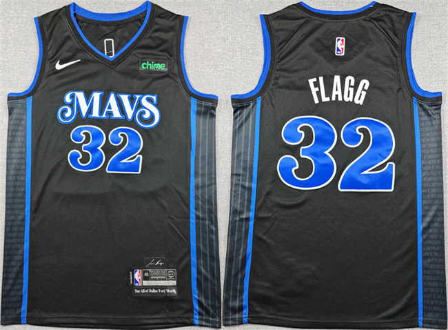 Men's Dallas Mavericks #32 Cooper Flagg Black City Edition Stitched Basketball Jersey