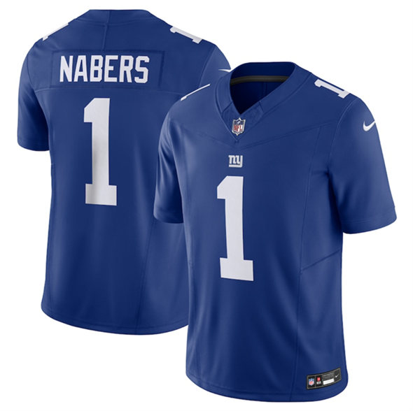 Men's New York Giants #1 Malik Nabers Blue 2024 Draft F.U.S.E. Vapor Untouchable Limited Football Stitched Jersey