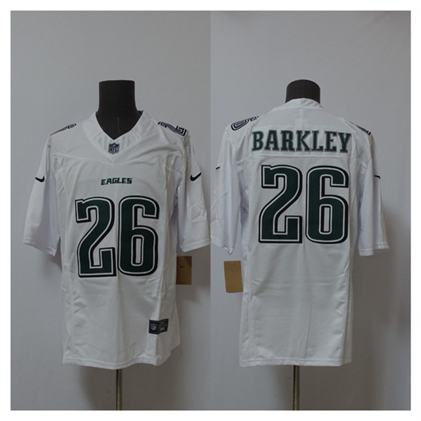 Men's Philadelphia Eagles #26 Saquon Barkley White 2024 F.U.S.E. Vapor Untouchable Limited Throwback Football Stitched Jersey