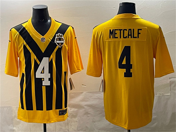 Men's Pittsburgh Steelers #4 DK Metcalf Gold 1933 Throwback Alternate Football Stitched Game Jersey