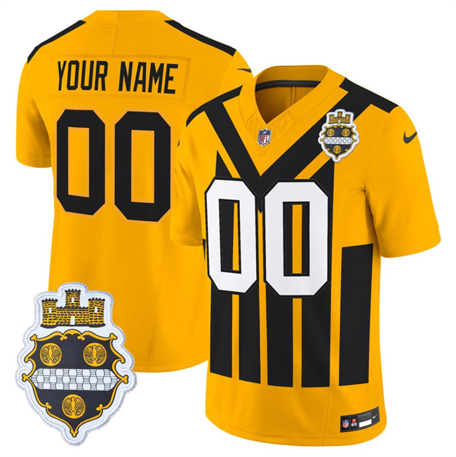 Men's Pittsburgh Steelers Active Player Custom Gold 1933 F.U.S.E. Throwback Alternate Football Stitched Football Jersey