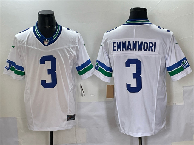Men's Seattle Seahawks #3 Nick Emmanwori White F.U.S.E. Throwback Vapor Limited Football Stitched Jersey