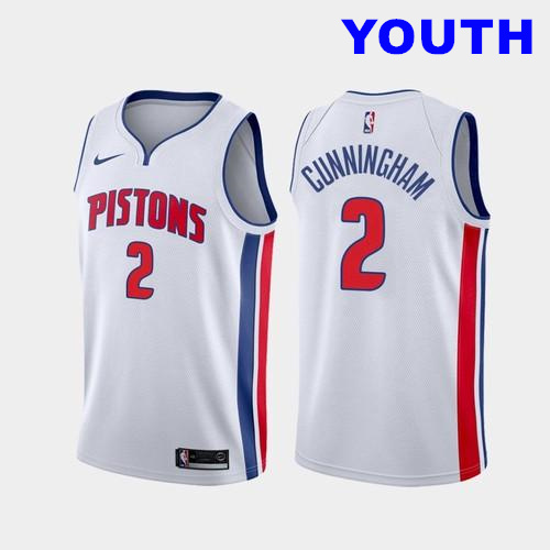 Youth Nike Pistons #2 Cade Cunningham White NBA Swingman Association Edition Jersey