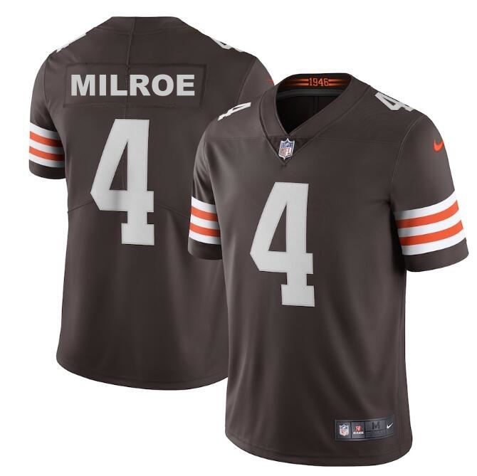 Men's Nike Jalen Milroe #4 Brown Cleveland Browns Game Jersey