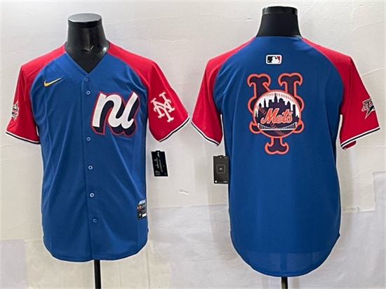 Men's National League New York Mets Team Big Logo Blue Red Alternate 2025 All-Star Edition Limited Stitched Baseball Jersey