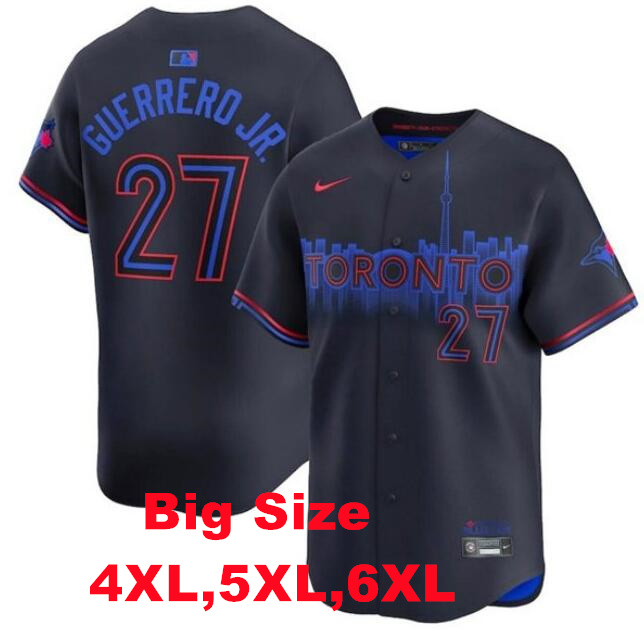 Big Size 4XL,5XL Men's Toronto Blue Jays #27 Vladimir Guerrero Jr. Black 2024 City Connect Stitched Jersey