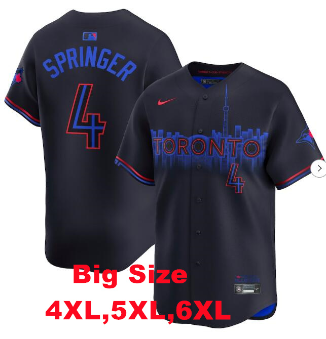 Big Size 4XL,5XL Men's Toronto Blue Jays #4 George Springer 2024 City Connect Stitched Jersey