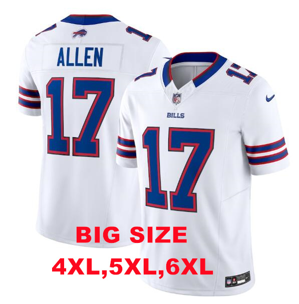 Big Size Men's Buffalo Bills #17 Josh Allen Nike White Vapor F.U.S.E. Limited Nike Jersey