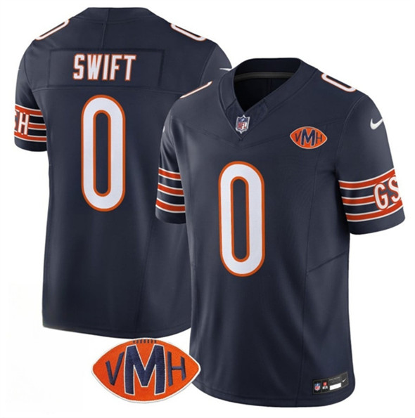 Men's Chicago Bears #0 D'Andre Swift Navy 2025 F.U.S.E. With VMH Patch Vapor Untouchable Limited Football Stitched Jersey