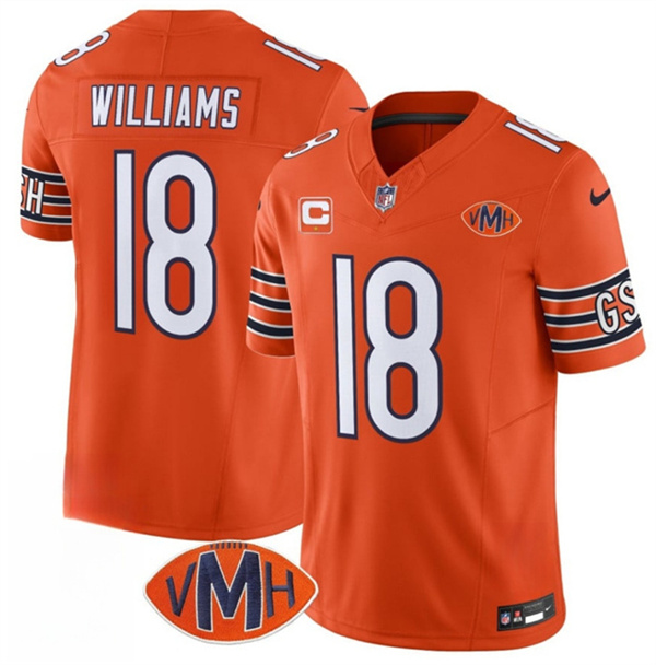 Men's Chicago Bears #18 Caleb Williams Orange 2025 F.U.S.E. With 1-Star C Patch And VMH Patch Vapor Untouchable Limited Football Stitched Jersey