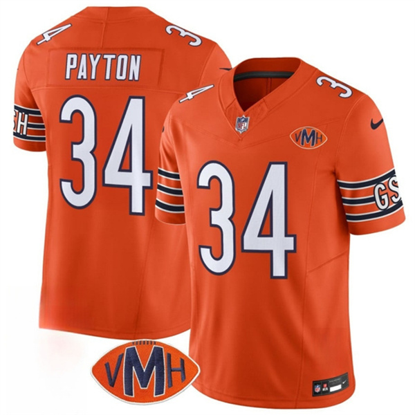 Men's Chicago Bears #34 Walter Payton Orange 2025 F.U.S.E. With VMH Patch Vapor Untouchable Limited Football Stitched Jersey