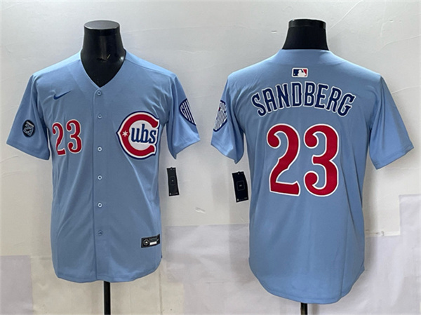 Men's Chicago Cubs #23 Ryne Sandberg Blue 'Ryne Sandberg Tribute' Vapor Limited V2 Stitched Baseball Jersey