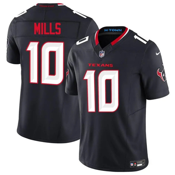 Men's Houston Texans #10 Davis Mills Navy 2025 F.U.S.E. Vapor Limited Football Stitched Jersey