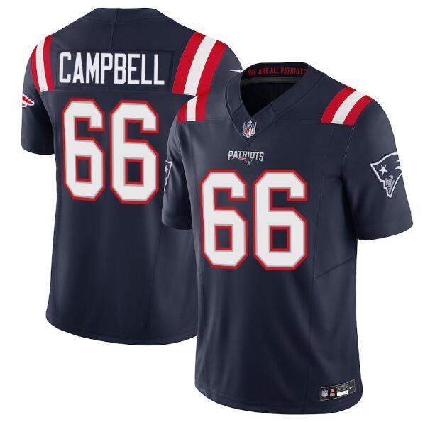 Men's New England Patriots #66 Will Campbell Navy Blue Limited Stitched Nike Jersey