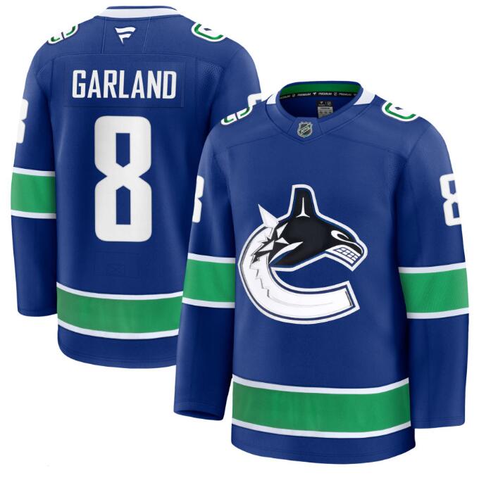 Men's Vancouver Canucks #8 Conor Garland Fanatics Authentic Blue Home Jersey