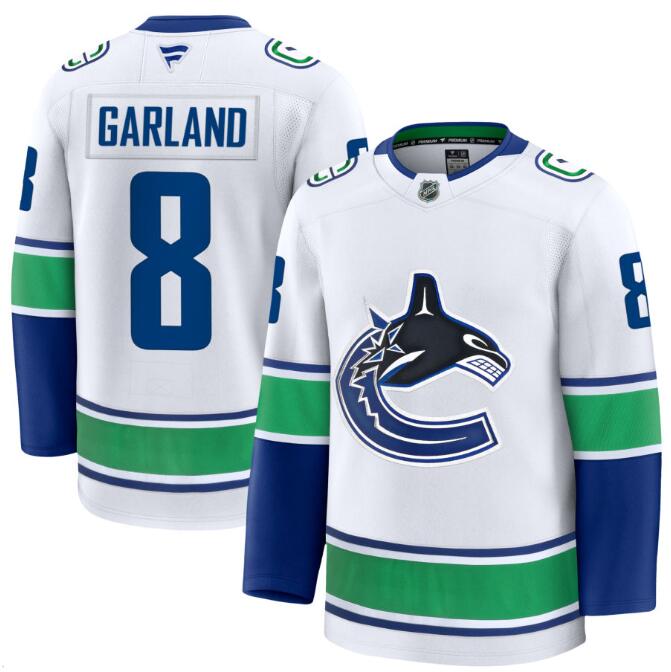 Men's Vancouver Canucks #8 Conor Garland Fanatics White Away Jersey