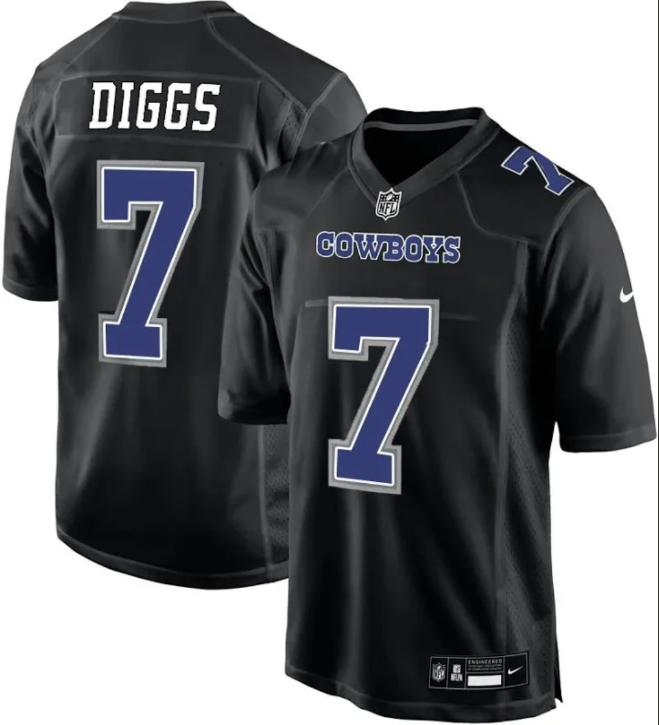 Men's Nike Dallas Cowboys #7 Trevon Diggs Carbon Black Fashion Game Jersey