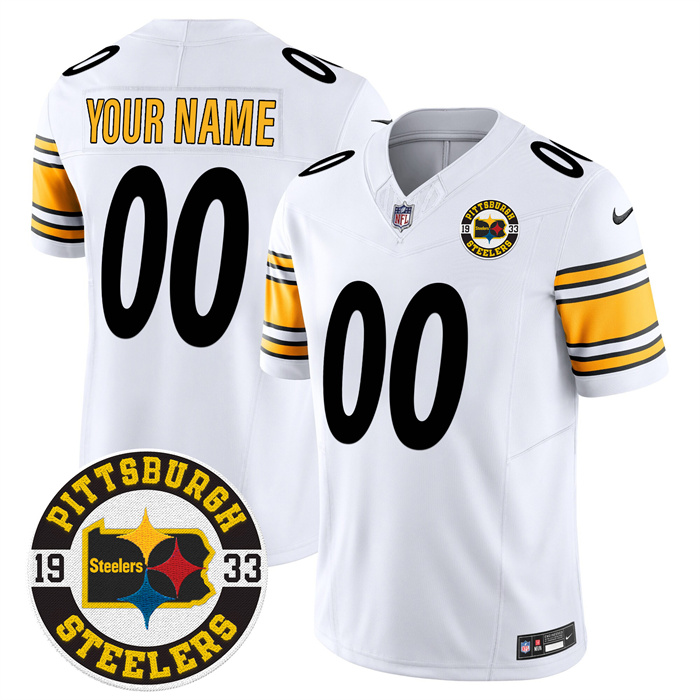 Men’s Pittsburgh Steelers Throwback 1933 Patch white Vapor Limited All Stitched Jersey