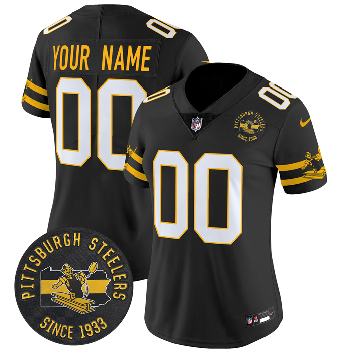 Women's Pittsburgh Steelers Throwback 1933 Patch black Vapor Limited All Stitched Jersey