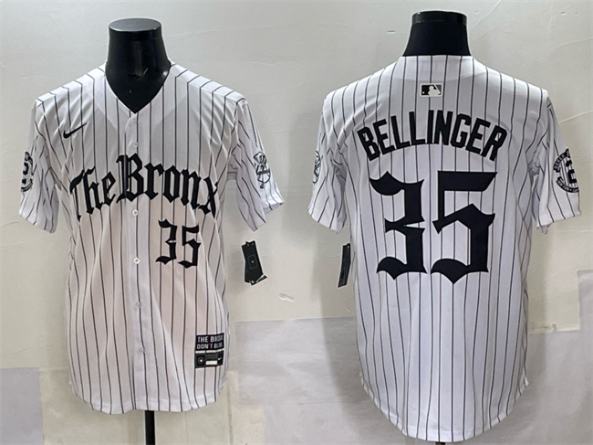 Men's New York Yankees #35 Cody Bellinger White Pinstripe 'Gothic Legacy Edition' Vapor Premier Limited Stitched Baseball Jersey