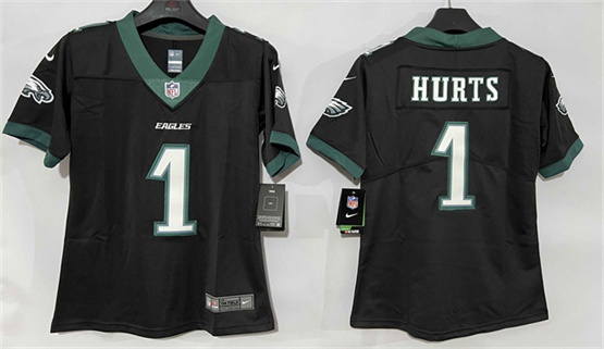 Women's Philadelphia Eagles #1 Jalen Hurts Black New Vapor Untouchable Limited Football Stitched Jersey(Run Small)