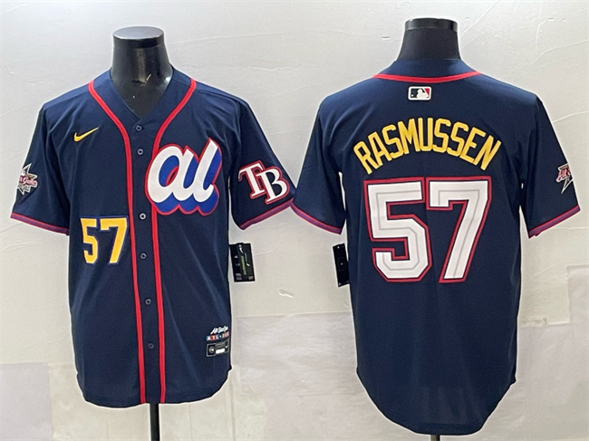 Men's American League #57 Drew Rasmussen Navy 2025 All-Star Edition Limited Stitched Baseball Jersey