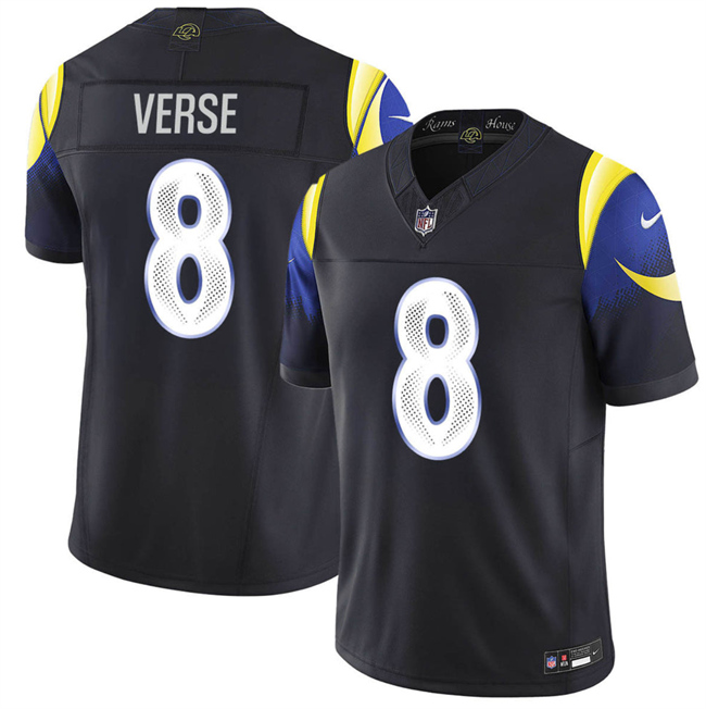 Men's Los Angeles Rams #8 Jared Verse Black 2025 F.U.S.E. “Rivalries” Vapor Limited Football Stitched Jersey