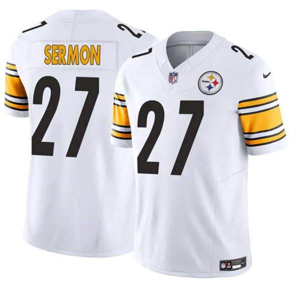 Men's Pittsburgh Steelers #27 Trey Sermon White 2025 F.U.S.E. Vapor Limited Football Stitched Jersey