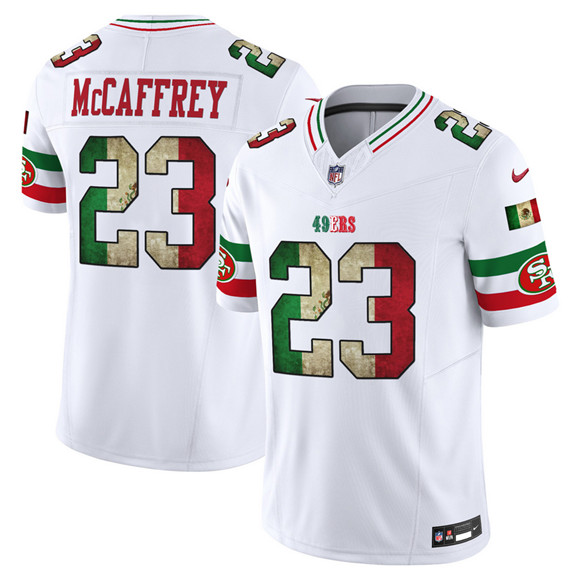 Men's San Francisco 49ers #23 Christian McCaffrey White 2025 F.U.S.E. Mexico Vapor Limited Football Stitched Jersey