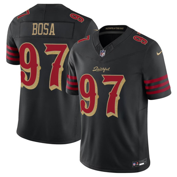 Men's San Francisco 49ers #97 Nick Bosa Black 2025 F.U.S.E. “Rivalries” Vapor Limited Football Stitched Jersey