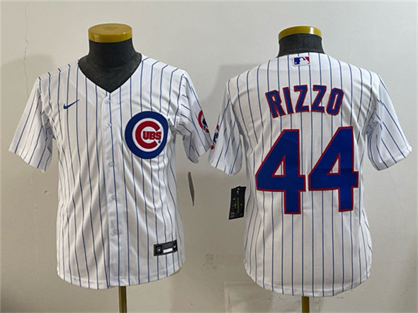 Youth Chicago Cubs #44 Anthony Rizzo White Cool Base Stitched Baseball Jersey