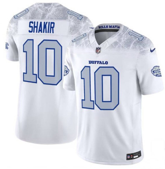 Men's Buffalo Bills #10 Khalil Shakir White 2025 F.U.S.E. “Rivalries” Vapor Limited Football Stitched Jersey