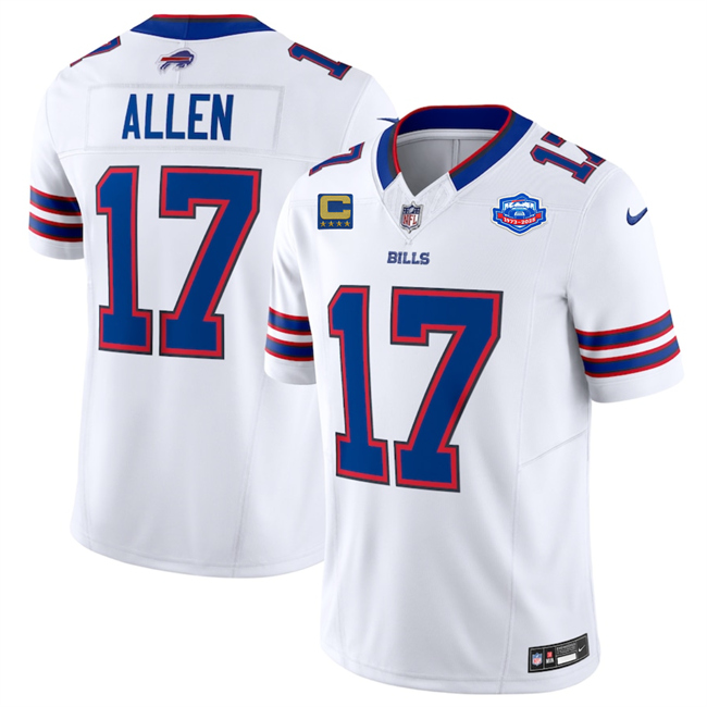 Men's Buffalo Bills #17 Josh Allen White 2025 F.U.S.E. With Farewell Patch And 4-Star C Patch Vapor Untouchable Limited Football Stitched Jersey
