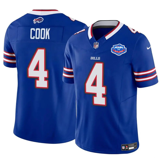 Men's Buffalo Bills #4 James Cook Blue 2025 F.U.S.E. With Farewell Patch Vapor Untouchable Limited Football Stitched Jersey
