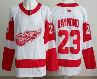 Men's Detroit Red Wings #23 Lucas Raymond White Authentic Jersey