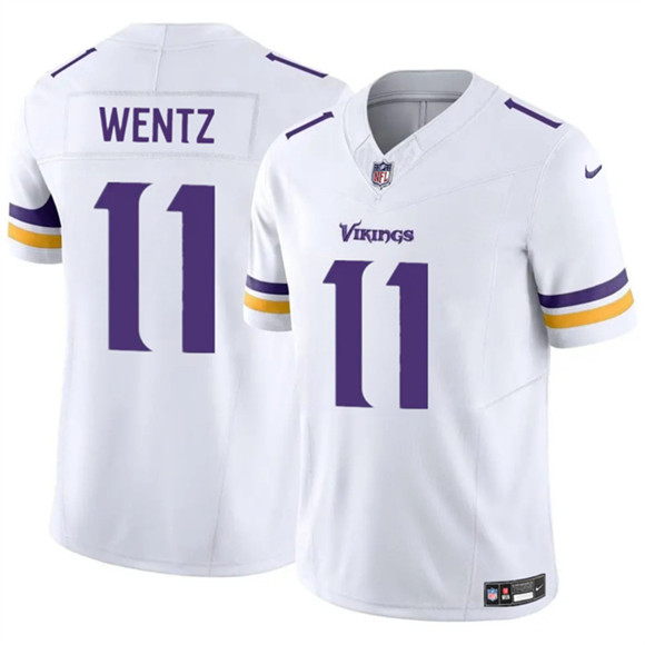 Men's Minnesota Vikings #11 Carson Wentz White 2025 F.U.S.E. Vapor Untouchable Limited Football Stitched Jersey