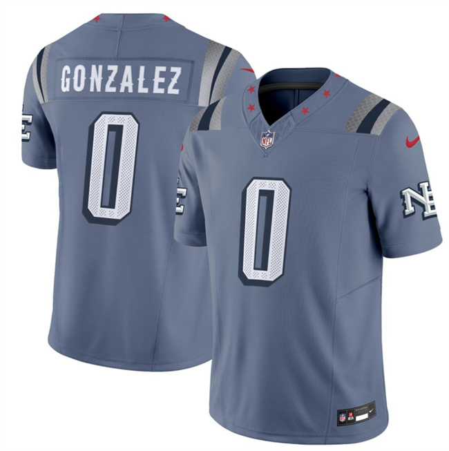 Men's New England Patriots #0 Christian Gonzalez 2025 F.U.S.E. “Rivalries” Vapor Limited Football Stitched Jersey