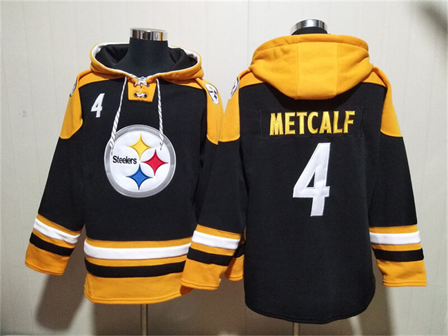 Men's Pittsburgh Steelers #4 DK Metcalf Black Ageless Must-Have Lace-Up Pullover Hoodie