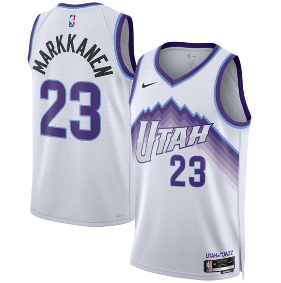 Men's Utah Jazz #23 Lauri Markkanen White 2025 Association Edition Stitched Basketball Jersey