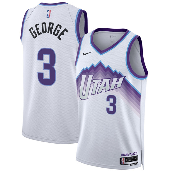Men's Utah Jazz #3 Keyonte George White 2025 Association Edition Stitched Basketball Jersey