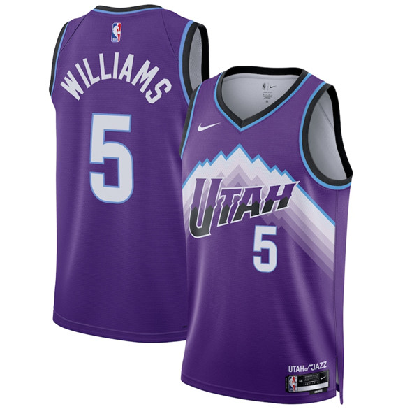 Men's Utah Jazz #5 Cody Williams Purple 2025 Icon Edition Stitched Basketball Jersey