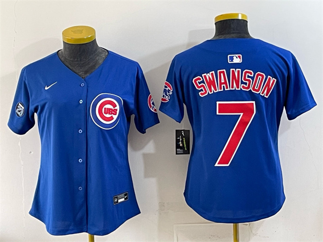 Women's Chicago Cubs #7 Dansby Swanson Royal 'Ryne Sandberg Tribute' Vapor Limited V2 Stitched Baseball Jersey(Run Small)